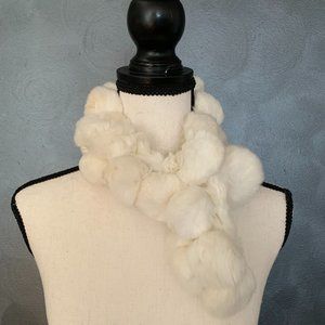 100% Real Rabbit Fur Scarf Ivory